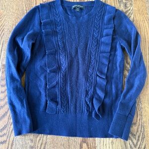 Banana Republic Deep Blue Ruffle Sweater